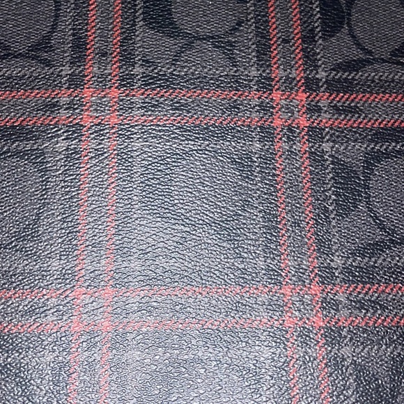 Coach Leather Plaid Signature Brown and Burgundy Pouch, computer case NWT - Picture 2 of 3